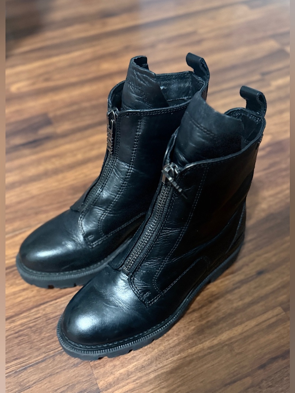 DKNY Black Leather Ankle Boots
